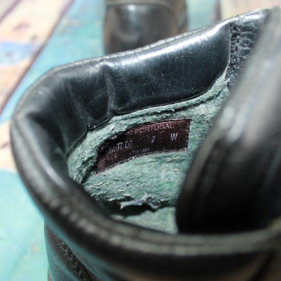 LL BEAN Lace Up Combat Ankle Boots Black Size 7 W - Picture 7 of 9